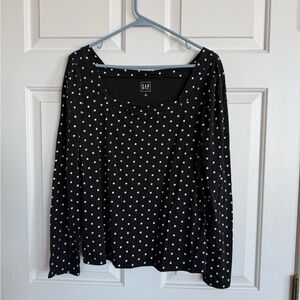 GAP Black and White Polka Dot Long Sleeve Top